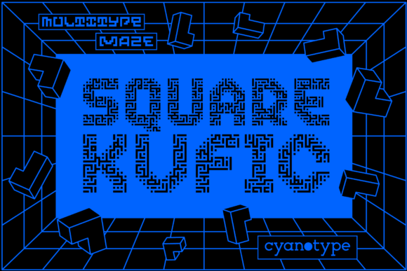 MultiType Maze Square Kufic: A Pixelated Display Typeface for Bold Branding